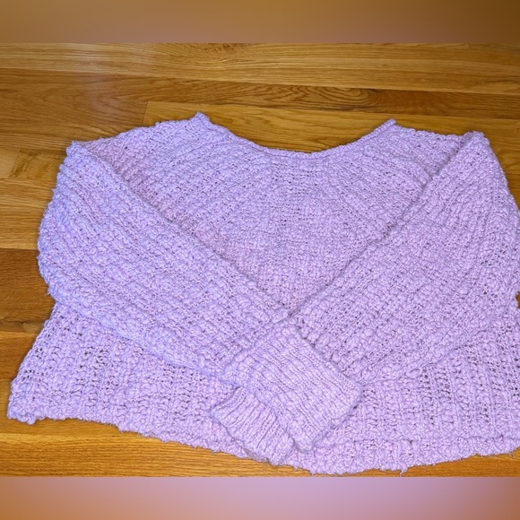 Free People Chunky Knit Cropped Sweater Lavender Purple Size S New Without tags - Picture 4 of 9